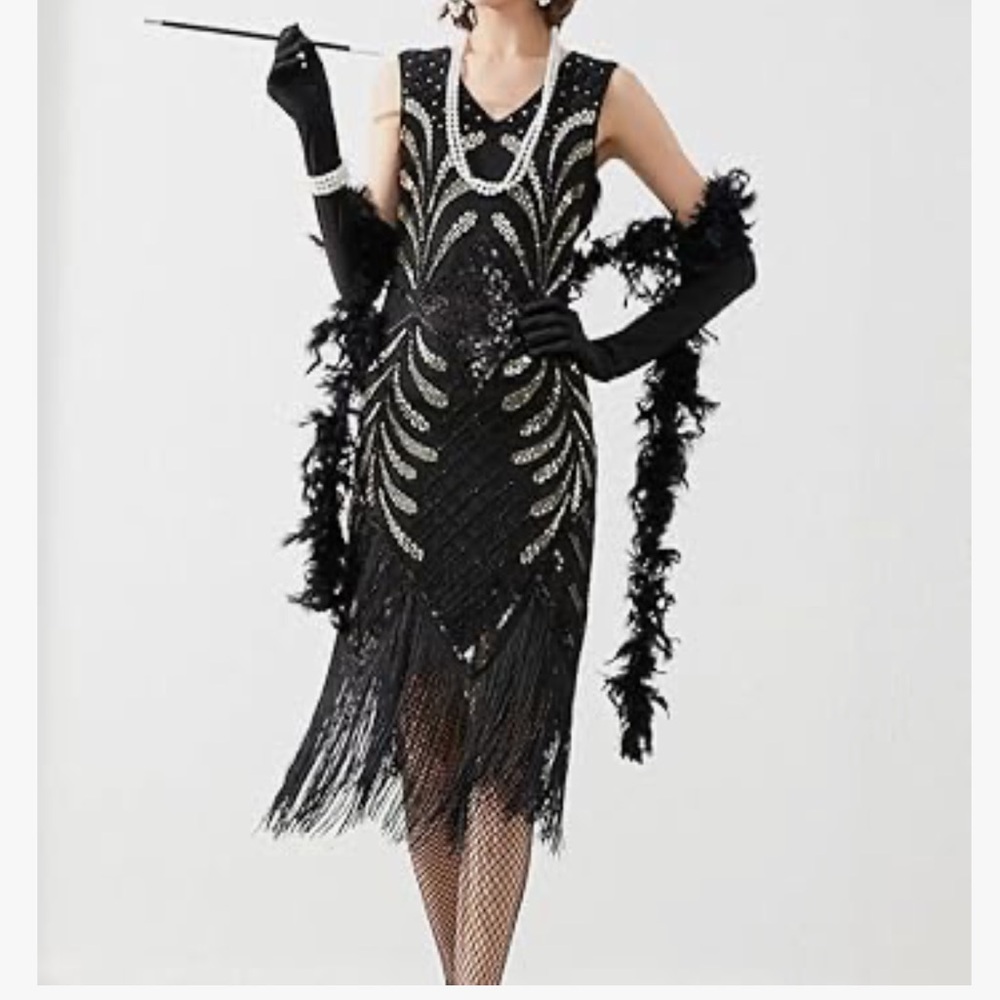 Elegant Black Flapper Dress